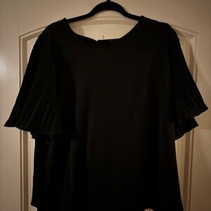 Adrianna Papell Black Blouse with Pleated Sleeves
